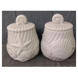 (2) Decorative Sea Shell Accessory Holders w/ Lids