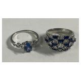 (2) Fashion Rings w/ Blue Stones