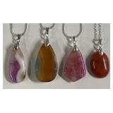 (4) Gemstone Pendant w/ Chains