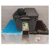 (3) 12 gallon Storage Bins W/ Interlocking Lids