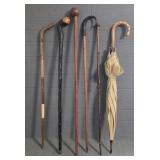 (5) Walking Canes & (1) Umbrella