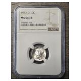 1942-D Mercury Dime: NGC MS66 FB