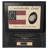 Authentic Shot Civil War Bullet: Confederate Lead