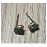 Pair of 10K Gold & Emerald Earrings