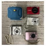 (4) Song & Canon Cameras w/ (1) Case