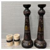 (2) Large Candle Stick Holders w/ (2) Candles