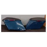 Pair of Blue Hardcase Motorcycle Saddlebags