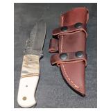 Damascus Fixed Blade Knife w/Sheath