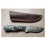 Damascus Fixed Blade Knife w/ Sheath