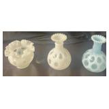 (3) Fenton Coin Dot Vases Blue & White