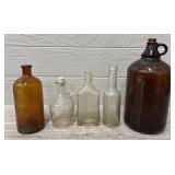 (5) Different Vintage Glass Bottles
