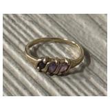 14K Gold Ring w/ Amethyst Stones
