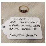 10k Solid Gold & Dark Purple Gems