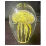 Hand Blown Glass Paper Weight Jellyfish
