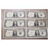 (6) 1957 U.S. Silver Bank Notes