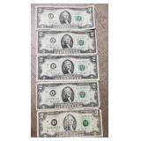 (5) 1976 U.S. $2 Bank Notes