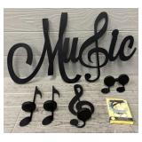 Metal Music Sign w/ Music Note Candle Holders