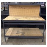 Metal Framed Work Bench with Peg Board Backing