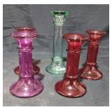 (5) Glass Candle Sticks Holders