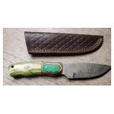 Damascus Fixed Blade Knife w/ Sheath #3