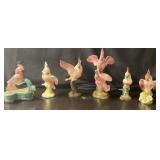 (6) Vintage Cockatoos Pink Ceramic Statues