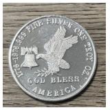 One Ounce God Bless America Silver Round