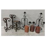 (5) Wrought Iron Candle Sticks w/ (3) Candles