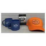 Buck Knives Hat, First Aid Kit & (2) Mugs