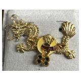 Vintage 88 Gold Tone Aloha Dragon Lapel Pin