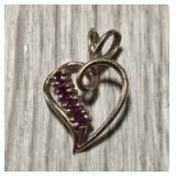 14K Gold & Ruby Heart Pendant #2