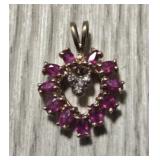 14K Gold & Ruby Heart Pendant