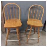 (2) Wood Bar Stools