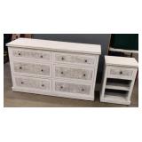 6-Drawer Wicker Wood Dresser & Night Stand