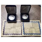 (2) 2021 .5 oz Silver Proofs Double Eagle & COA'S