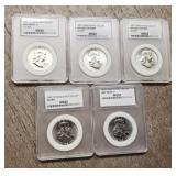 (5) U.S. 90% Silver Franklin Half-Dollars