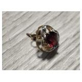 Individual 10K Gold Earring w/ Red Stone