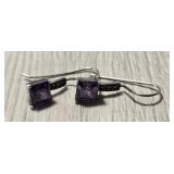 Pair of Sterling Silver Earrings w/ Purple Stones
