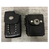 (2) Leather Silver Stud Silver Concho Holders