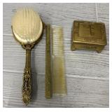 (2) Matson Gold Gilt Vanity Set & Trinket Box