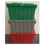 (3) Flip Top Storage Bins