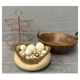 (2) Decorative Fruit Bowls & Centerpiece