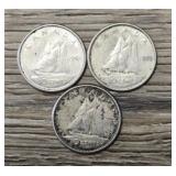 (3) Silver Canadian Dimes