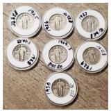 (7) Standing Liberty Quarters 90% Silver