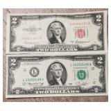 (2) U.S. 1953A $ 1976 $2 Bank Notes