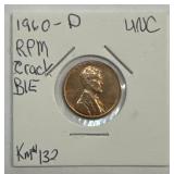 1960-D Lincoln Wheat Cent Unc Crack Bie KM#132