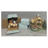 Partylite Log Cabin Tea Light Holder w/ Tea Lights