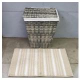 Woven Laundry Hamper w/ Throw Rug