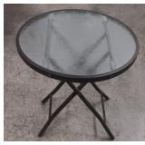 Patio Glass Metal Round Side Table