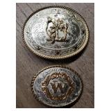 (2) Montana Silversmiths Western Belt Buckles