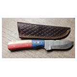 Damascus Fixed Blade Knife w/Sheath #4